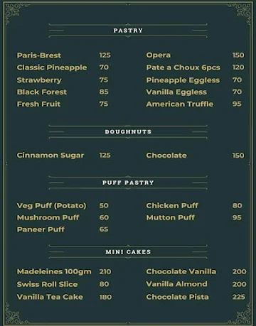 Punav Bakers menu 