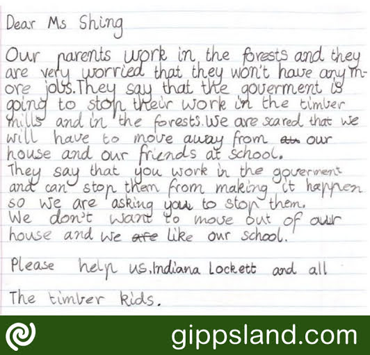 Heartbreaking letter from a worried timber kid to Harriet Shing (Victorian Labor MP) pleading for help