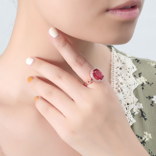 Title 2, High-end Temperament Oval Simulated Red Tourmal...