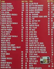 Prince Dhaba menu 1