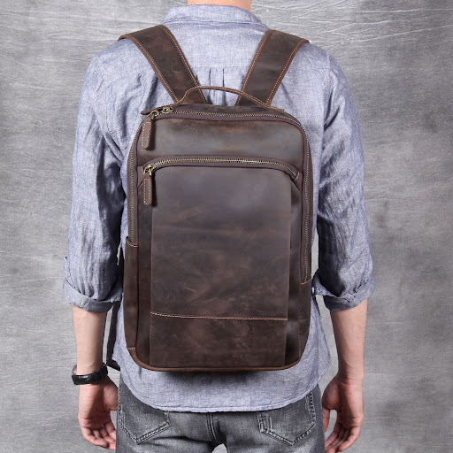 Title 5, Vintage Crazy Horse Leather Backpack for Everyd...