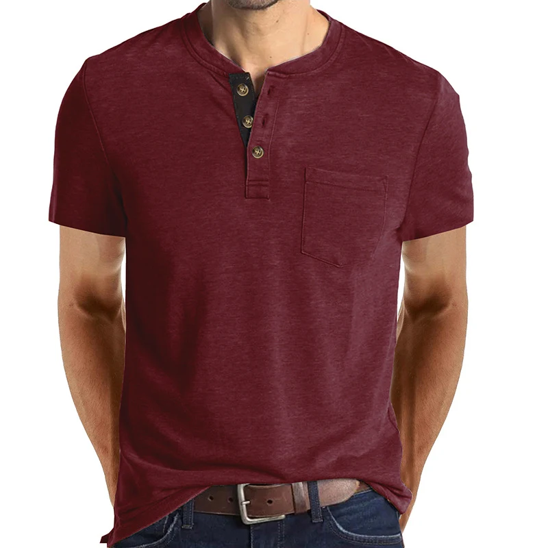 Camiseta Henley de manga corta para hombre, cómoda y versátil, perfecta para el día a día. Disfruta del estilo y la libertad de movimiento.