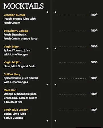 Saaga - The Royale Senate Hotel menu 