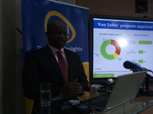 TIFA managing director Gerry Kweya presents the organisation's latest survey results in Nairobi, November 28, 2018. /PATRICK VIDIJA