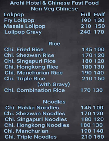 Aarohi Chinese and Bhojnalay menu 