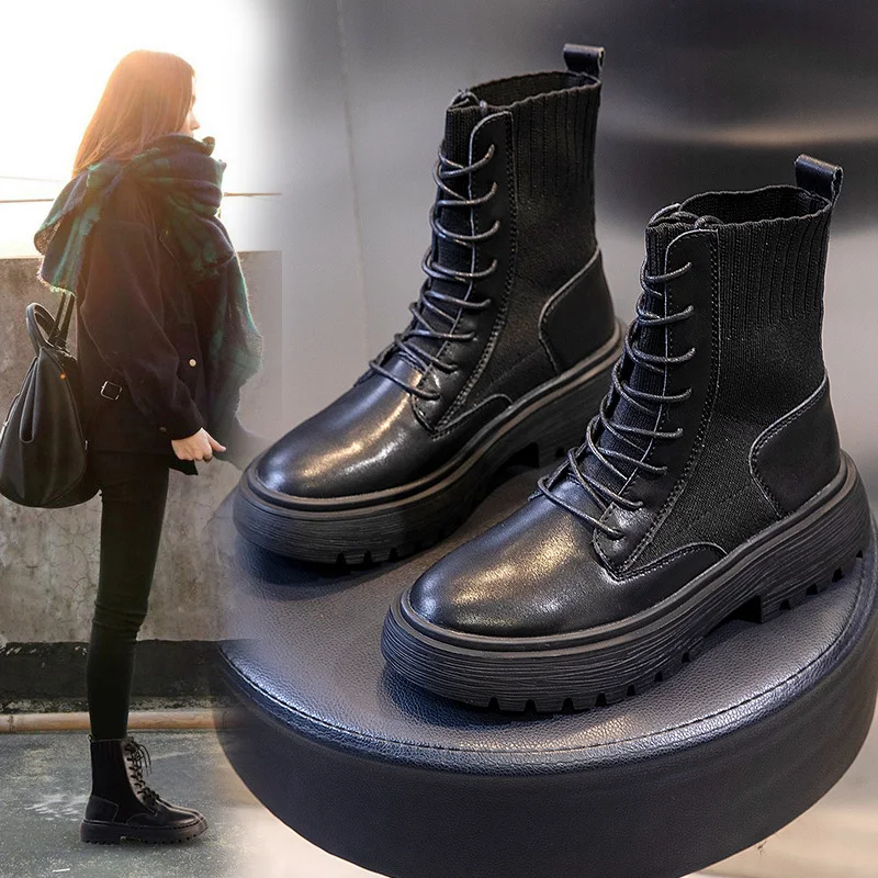 Botines cortos casuales con tacón grueso salvaje ideales para un look cómodo y a la moda. Zapatos de mujer perfectos.