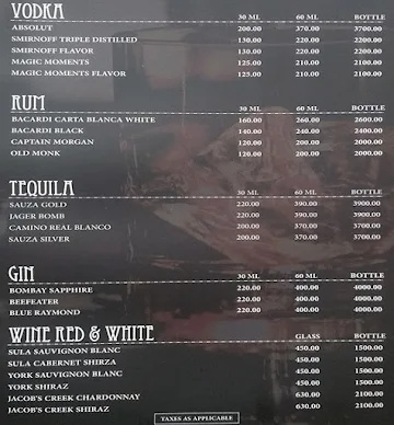 Club Pub-G menu 