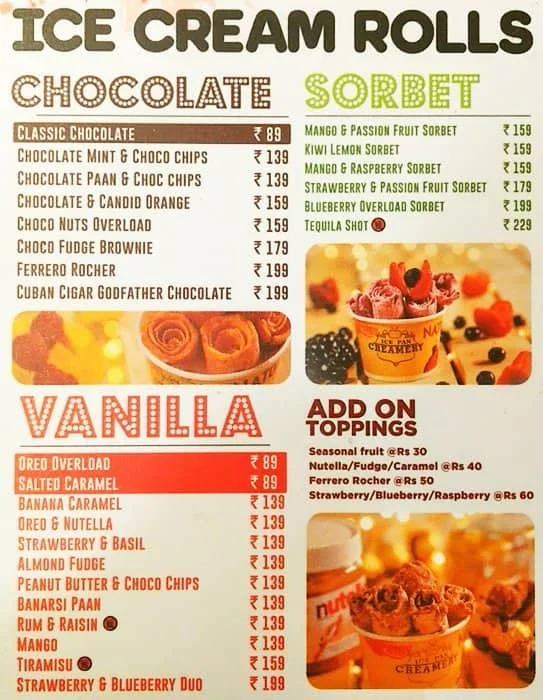 Ice Pan Creamery menu 