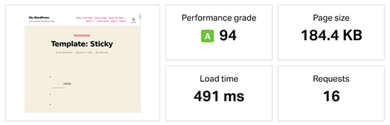 As you can see, our test site loaded in less than a second