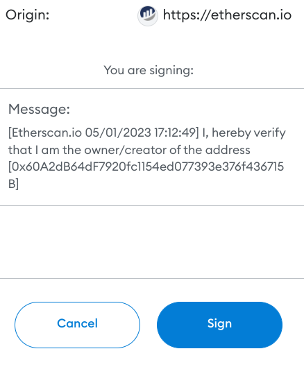 To add logo and verify ownership, sign message in your Metamask wallet.