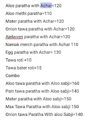 Ritik Healthy Paratha menu 1