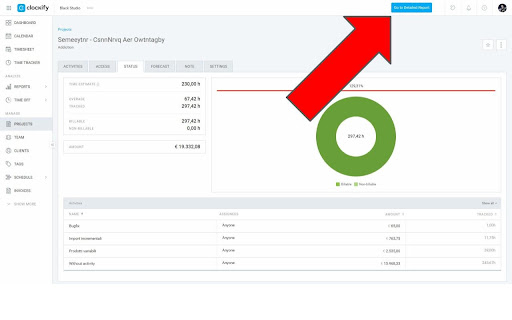 Clockify Project Status to Detailed Report