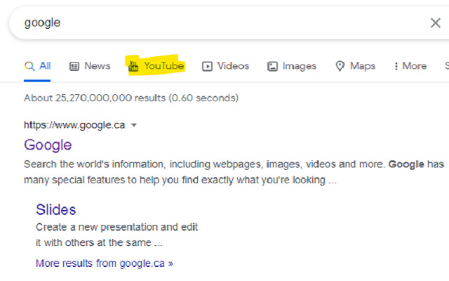 Youtube Searching Embeded in Google Search chrome extension