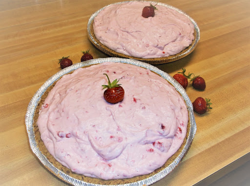 Strawberry cheesecake pies.