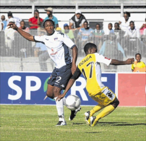 GONE: Petrus Ngebo of Chippa United passes Ernot Dzaga of Black Leopards PHOTO: GALLO IMAGES