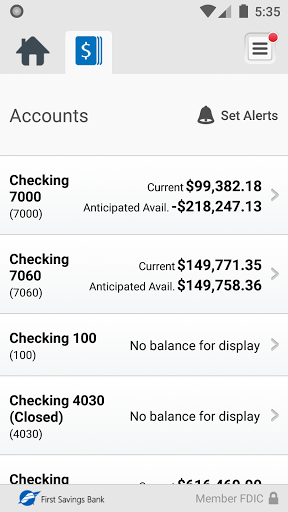 Screenshot First Savings Business Mobile