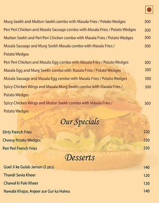 Burgers N Oodles menu 