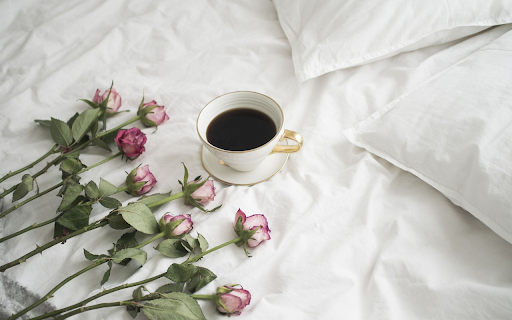 Roses and coffee cup