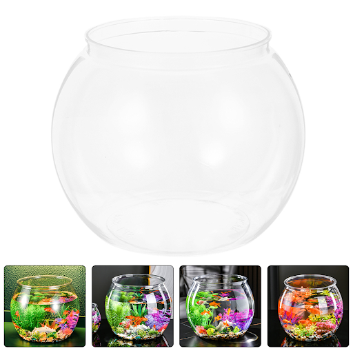 Fish Bowl Plastic Round Fish Bowl Unbreakable Vases Bowls Fish Tank Aquarium Clear Globe Hydroponic Planter Vase Pot Gol