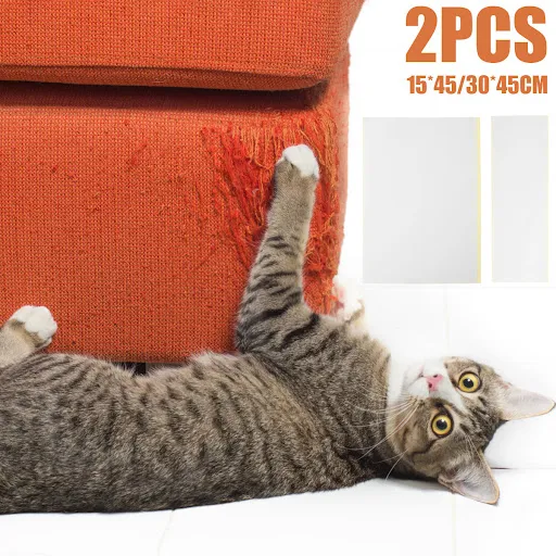 2Pcs Cat Scratcher Sofa Scraper Deterrent Tape Cat Couch Furniture Protector Self-Adhesive Cat Scratching Pad Protection