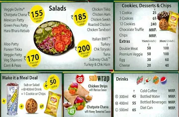 Subway menu 