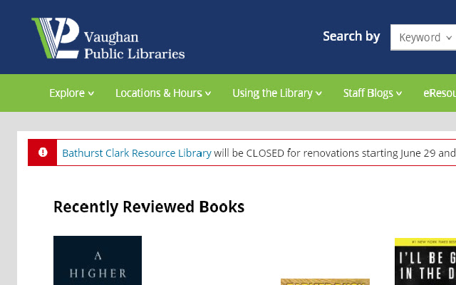Vaughan Public Library chrome extension