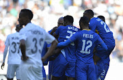  Ayanda Patosi of Cape Town City FC celebrate after scoring a goal during the Absa Premiership match between Cape Town City FC and Orlando Pirates at Cape Town Stadium on April 28, 2018 in Cape Town, South Africa. 