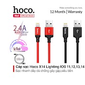 Cáp Sạc Truyền Dữ Liệu 2.4 Chống Dối, Dây Dù Dành Cho Iphone, Ipad Hoco X14 Giao Màu Ngẫu Nhiên - Hàng Chính Hãng