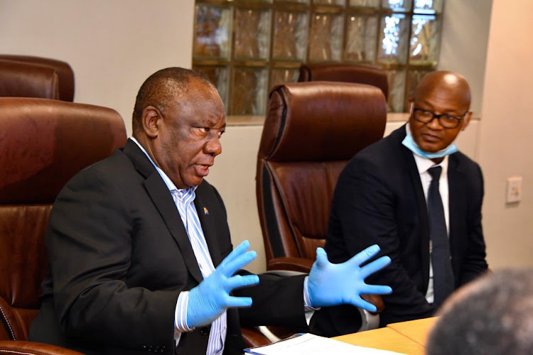 President Cyril Ramaphosa during a briefing on the operations of the human settlements, water and sanitation Covid-19 command centre at Rand Water, in Johannesburg, on April 7 2020. Ramaphosa is adamant the lockdown in SA has saved lives.