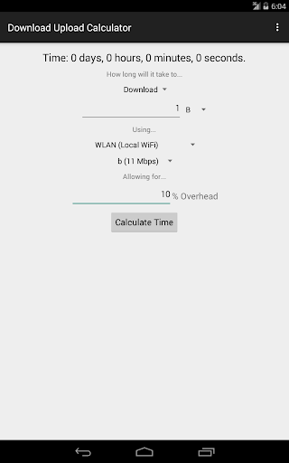 Download Upload Time Calc