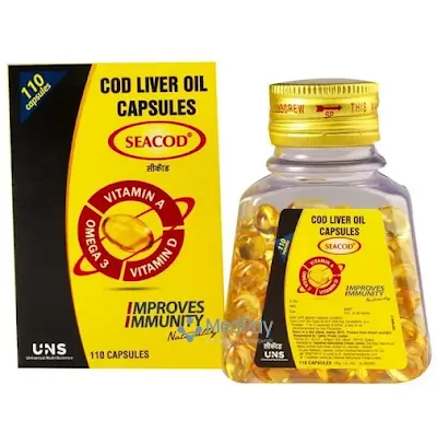 Seacod Cod Liver Oil Caps 300mg With Omega 3, Vitamin A And D, For Kids And Adults - 110