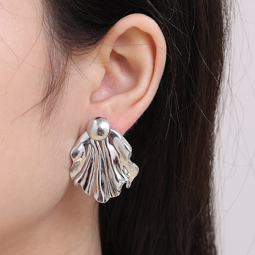Title 3, Simple Pleated Stainless Steel Exaggerated Gold...