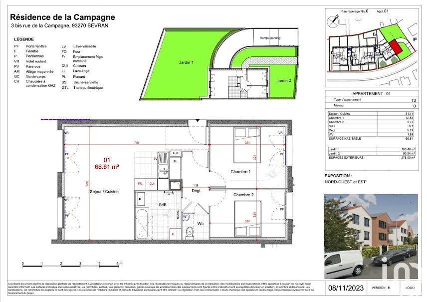 Vente appartement 3 pièces 67 m² à Sevran (93270), 336 000 €