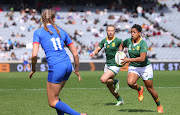 Zenay Jordaan of South Africa runs with the ball during the Pool C Rugby World Cup match against France at Eden Park on October 08, 2022, in Auckland, New Zealand. 