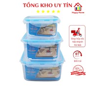 Set 3 Hộp Vuông Đựng Thực Phẩm Việt Nhật, Đồ Dùng Nhà Bếp Tiện Lợi Happy Home