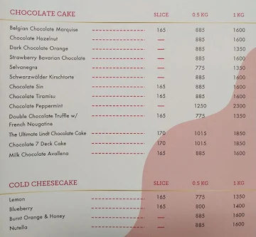 Love & Cheesecake menu 