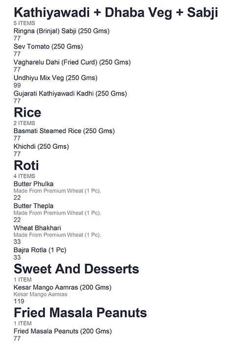 RK's Food @99 menu 