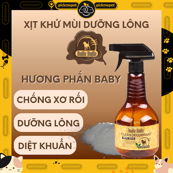 Xịt Khử Mùi Budle Budle Diệt Khuẩn, Dưỡng Lông Cho Chó Mèo (530Ml)