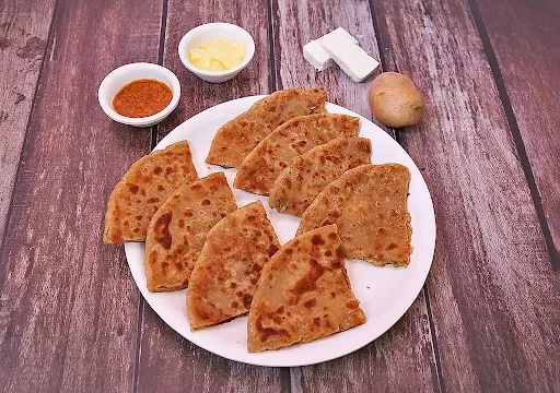 Aloo Paratha+Paneer Do Pyaza Paratha+Butter+Pickle+Curd