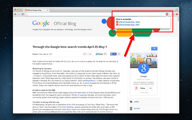 RSS Subscription Extension, Reader chrome extension