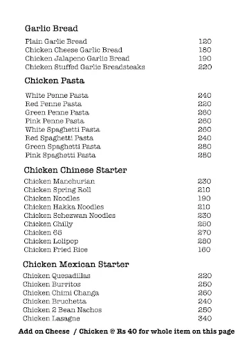 The Chicken Express menu 