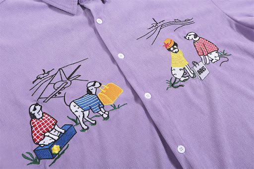 Title 10, Cartoon embroidery loose short sleeve shirt, of...