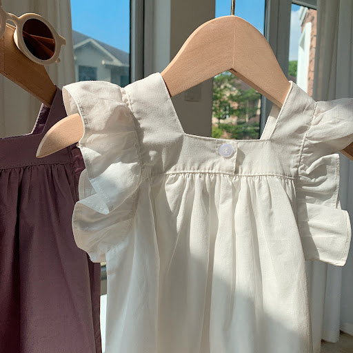 Title 3, Ruffled Girls Cotton Flying Sleeve Dress. Comf...