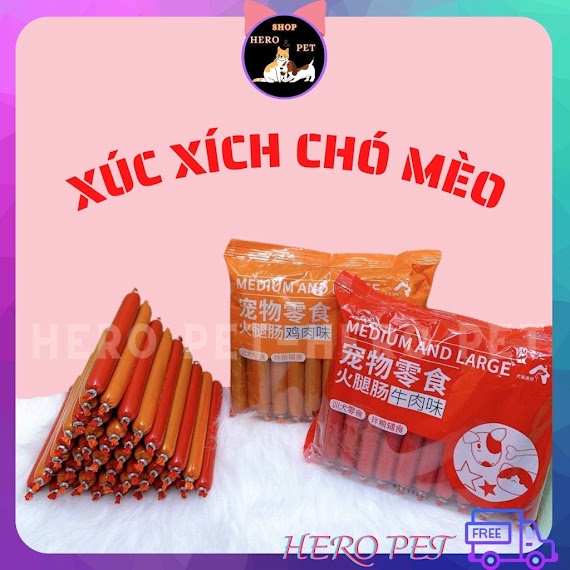 Xúc Xích Cho Chó Mèo Thanh 15Gr Bổ Sung Dinh Dưỡng - Xúc Xích Thú Cưng Hero Petshop