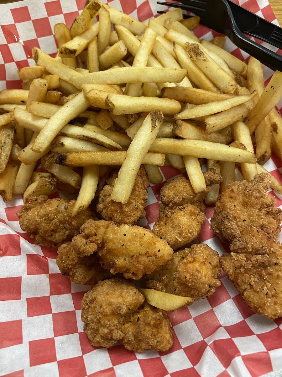 GF chicken bites and fries