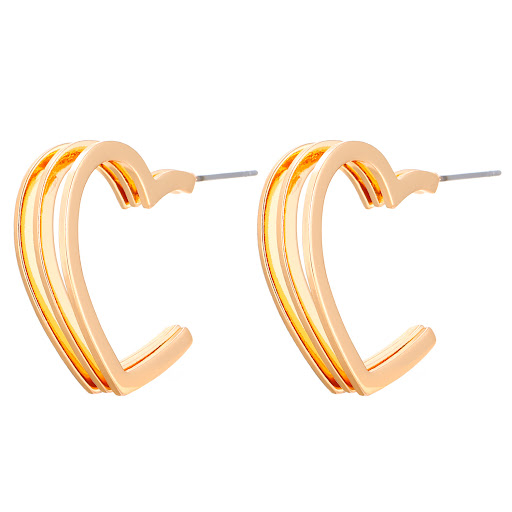 Title 14, Three-Line Love Heart Stud Earrings for Women, ...