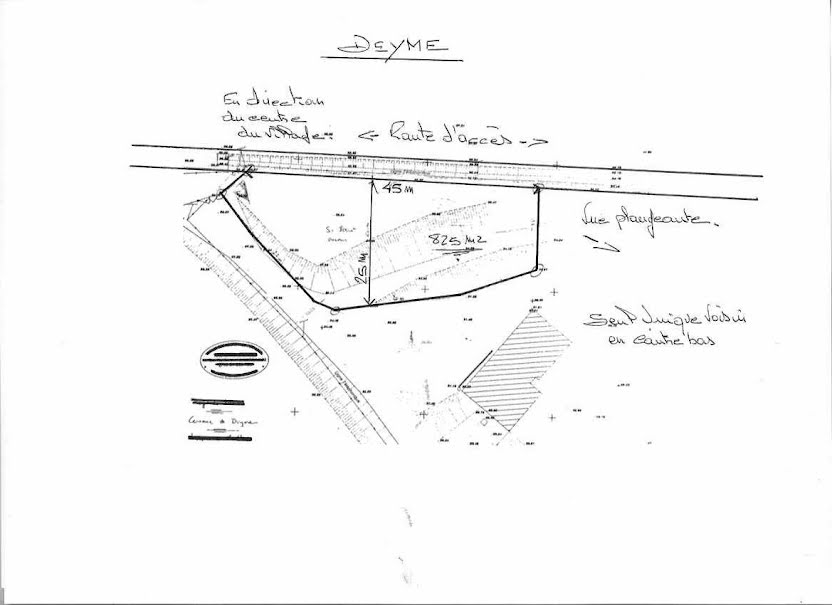 Vente terrain  825 m² à Deyme (31450), 139 000 €