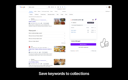 Save keywords collections 