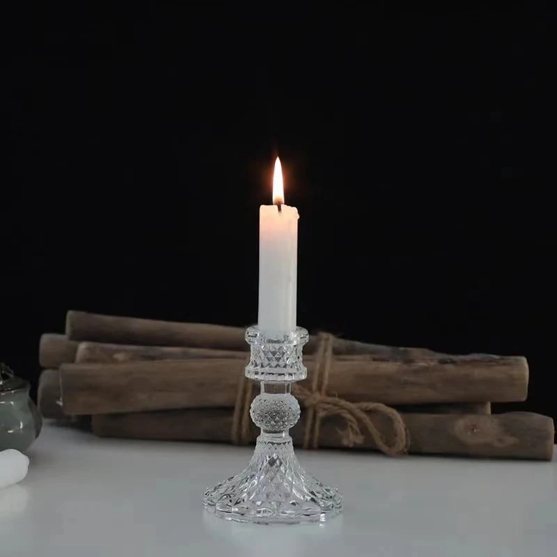 Castiçal de vidro para casa Base para velas de coluna Decoração romântica para mesa de jantar Crie um ambiente acolhedor e iluminado