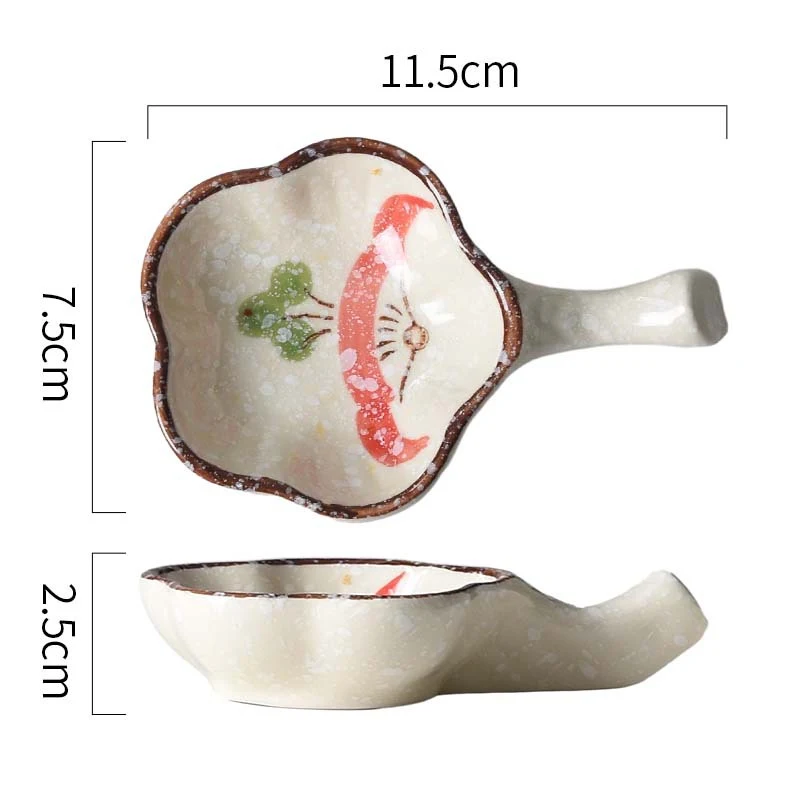 Hand Painted Ceramic Seasoning Dish with Handle. Perfect for serving sauces, spices, dips, and small snacks in a stylish
